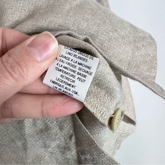 EILEEN FISHER Natural Short Round Neck Button Front Lightweight Jacket - Picture 10 of 14